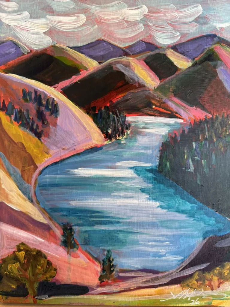 Patterson Lake, acrylic on board, by Shannon Huffman Polson