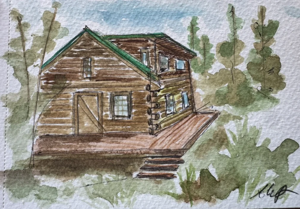 Watercolor sketch, watercolor and ink on paper, by Shannon Huffman Polson