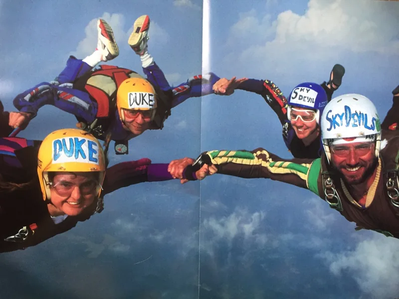 Advanced skydiving license and advanced scuba certificate.
