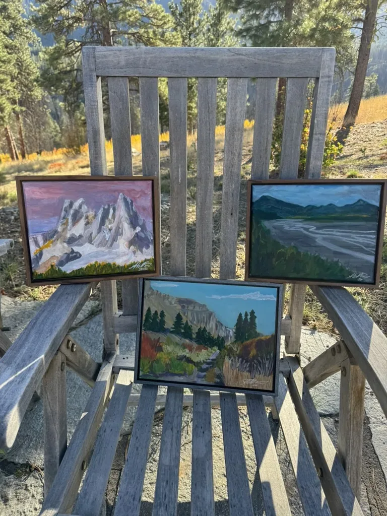 Liberty Bell at Sunset, Braided Rivers and Pipestone Canyon in Fall, framed